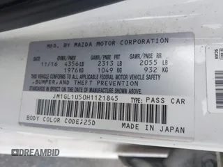 2017 Mazda 6 Sport with VIN JM1GL1U50H1121845, listed as a IAAI auction lot 42262463 with 174,938 mi miles and . Bid and sale history available at DreamBid. Image 9.