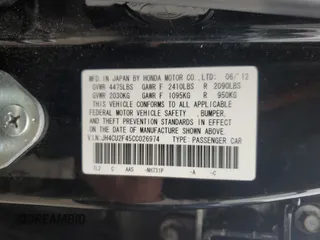 2012 Acura TSX with VIN JH4CU2F45CC026974, listed as a Copart auction lot 62785175 with 168,794 mi miles and Clean title. Bid and sale history available at DreamBid. Image 12.