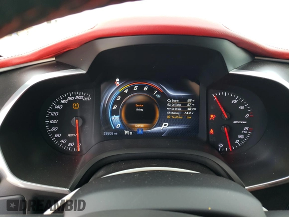 2016 Chevrolet Corvette Z06 2LZ with VIN 1G1YS2D67G5612192, listed as a Copart auction lot 83853334 with 33,808 mi miles and Salvage title. Bid and sale history available at DreamBid. Image 9.