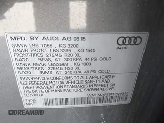 2015 Audi Q7 Premium Plus with VIN WA1LMAFE8FD029395, listed as a IAAI auction lot 41272971 with 110,525 mi miles and . Bid and sale history available at DreamBid. Image 9.