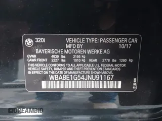 2018 BMW 3 Series 320i with VIN WBA8E1G54JNU91167, listed as a IAAI auction lot 40891360 with 93,976 mi miles. Bid and sale history available at carsss.com. Image 9.
