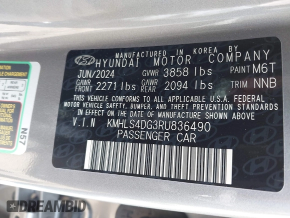 2024 Hyundai Elantra SEL z VIN KMHLS4DG3RU836490, wystawiony jako IAAI lot #42309437 z przebiegiem 7 679 mil mil oraz . Historia ofert i sprzedaży dostępna na DreamBid. Obrazek 9.