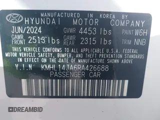 2024 Hyundai Sonata SEL z VIN KMHL14JA6RA426688, wystawiony jako IAAI lot #42290797 z przebiegiem 430 mil mil oraz . Historia ofert i sprzedaży dostępna na DreamBid. Obrazek 9.