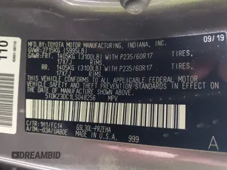 2020 Toyota Sienna LE Auto Access Seat with VIN 5TDKZ3DC1LS048256, listed as a IAAI auction lot 41279084 with 61,689 mi miles and . Bid and sale history available at DreamBid. Image 9.