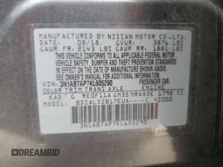 2019 Nissan Sentra SV with VIN 3N1AB7AP7KL605290, listed as a Copart auction lot 51438775 with 108,937 mi miles and Salvage Title. Bid and sale history available at DreamBid. Image 12.