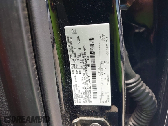 2018 Ford F-150 XL with VIN 1FTEW1E56JFC07621, listed as a IAAI auction lot 42341534 with 93,932 mi miles and . Bid and sale history available at DreamBid. Image 9.