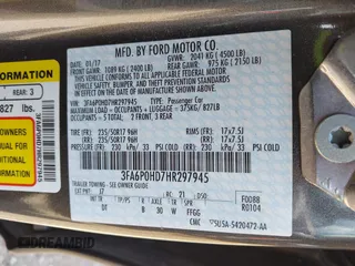2017 Ford Fusion SE with VIN 3FA6P0HD7HR297945, listed as a IAAI auction lot 42015135 with 136,774 mi miles. Bid and sale history available at carsss.com. Image 9.