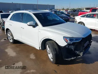 2020 Audi Q3 S line Premium Plus with VIN WA1EECF38L1089030, listed as a IAAI auction lot 41701530 with 28,283 mi miles and . Bid and sale history available at DreamBid. Image 1.