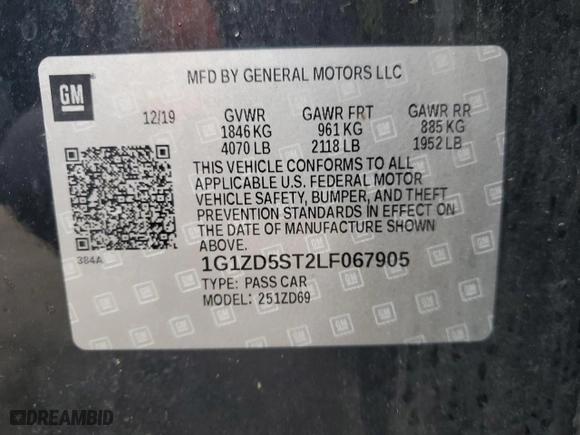 2020 Chevrolet Malibu LT with VIN 1G1ZD5ST2LF067905, listed as a Copart auction lot 53147475 with 109,744 mi miles and Clean Title. Bid and sale history available at carsss.com. Image 12.