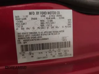 2008 Mercury Mountaineer with VIN 4M2EU47E58UJ08941, listed as a IAAI auction lot 41002350 with 121,815 mi miles. Bid and sale history available at carsss.com. Image 9.
