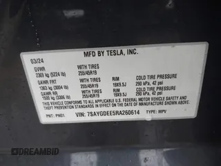 2024 Tesla Model Y Long Range z VIN 7SAYGDEE5RA260614, wystawiony jako IAAI lot #42191551 z przebiegiem 16 375 mil mil oraz . Historia ofert i sprzedaży dostępna na DreamBid. Obrazek 9.