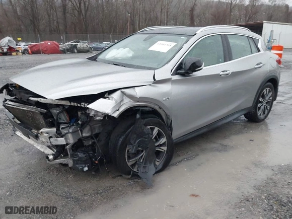 2018 Infiniti QX30 Luxury with VIN SJKCH5CR9JA058968, listed as a IAAI auction lot 41064768 with 64,687 mi miles. Bid and sale history available at carsss.com. Image 2.