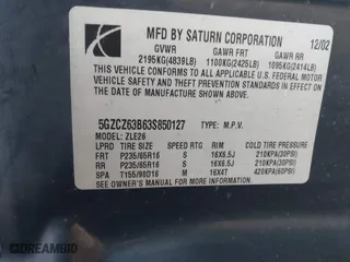 2003 Saturn VUE with VIN 5GZCZ63B63S850127, listed as a IAAI auction lot 41605779 with 164,475 mi miles. Bid and sale history available at carsss.com. Image 9.