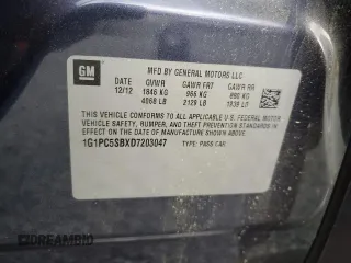 2013 Chevrolet Cruze 1LT with VIN 1G1PC5SBXD7203047, listed as a Copart auction lot 52598515 with 147,948 mi miles and Salvage Title. Bid and sale history available at carsss.com. Image 13.