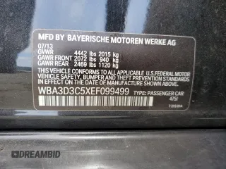 2014 BMW 3 Series 328d with VIN WBA3D3C5XEF099499, listed as a Copart auction lot 60522055 with 116,398 mi miles and Salvage title. Bid and sale history available at DreamBid. Image 12.