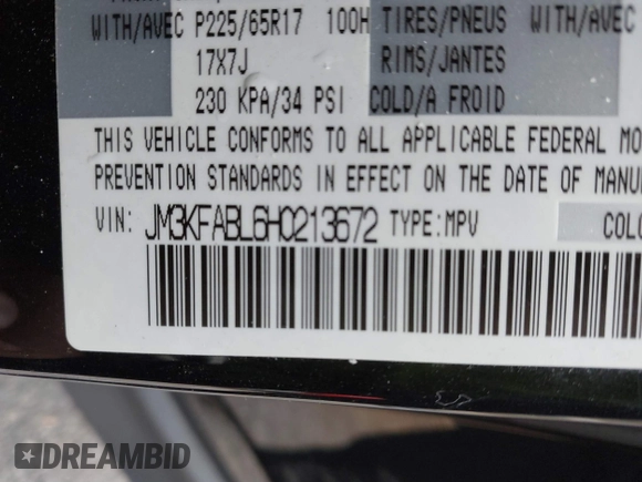 2017 Mazda CX-5 Sport with VIN JM3KFABL6H0213672, listed as a IAAI auction lot 41721128 with 100,266 mi miles. Bid and sale history available at carsss.com. Image 9.