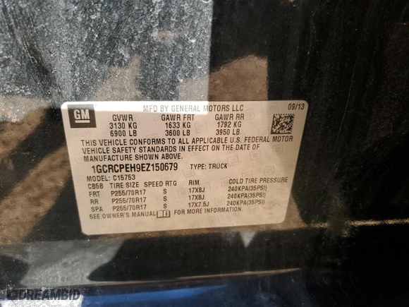 2014 Chevrolet Silverado 1500 Work Truck with VIN 1GCRCPEH9EZ150679, listed as a Copart auction lot 46356005 with 166,552 mi miles and Salvage Title. Bid and sale history available at carsss.com. Image 14.