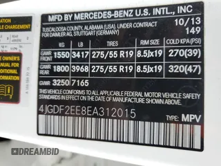 2014 Mercedes-Benz GL-Class GL 350 BlueTEC with VIN 4JGDF2EE8EA312015, listed as a Copart auction lot 50980555 with 110,344 mi miles and Clean Title. Bid and sale history available at carsss.com. Image 13.