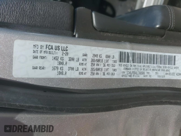 2020 Jeep Grand Cherokee Limited with VIN 1C4RJFBG4LC302606, listed as a Copart auction lot 56907015 with 116,713 mi miles and Salvage title. Bid and sale history available at DreamBid. Image 14.