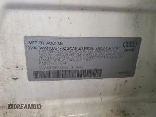 2004 Audi A4 1.8T with VIN WAULC68E64A258642, listed as a Copart auction lot 74793374 with 119,552 mi miles and Salvage Title. Bid and sale history available at carsss.com. Image 12.