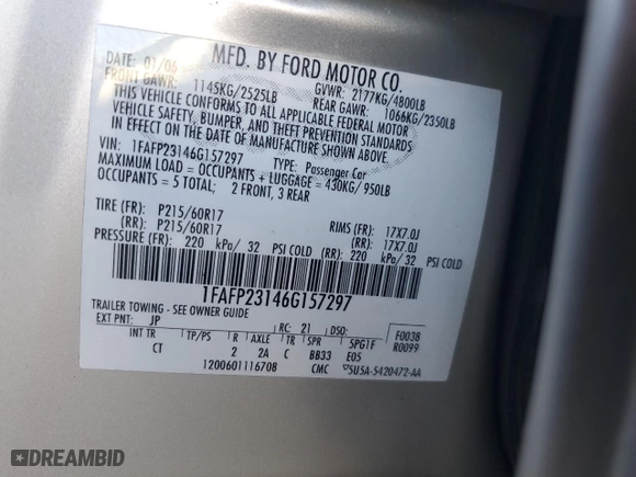 2006 Ford Five Hundred SE with VIN 1FAFP23146G157297, listed as a Copart auction lot 46508745 with 91,021 mi miles and Salvage Title. Bid and sale history available at carsss.com. Image 12.
