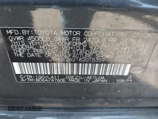 2008 Lexus IS 350 with VIN JTHBE262182015359, listed as a IAAI auction lot 42163653 with 202,764 mi miles and . Bid and sale history available at DreamBid. Image 9.