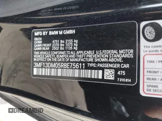2024 BMW M2 with VIN 3MF13DM05R8E75611, listed as a IAAI auction lot 41010013 with 3,396 mi miles. Bid and sale history available at carsss.com. Image 9.