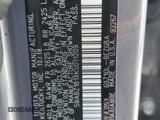 2019 Lexus ES 350 with VIN 58ABZ1B1XKU011209, listed as a Copart auction lot 52543685 with 65,954 mi miles and Salvage Title. Bid and sale history available at DreamBid. Image 12.