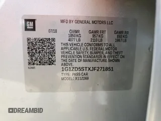 2018 Chevrolet Malibu LT z VIN 1G1ZD5STXJF271851, wystawiony jako Copart lot #55113365 z przebiegiem 128 055 mil mil oraz Szkoda całkowita • Salvage title. Historia ofert i sprzedaży dostępna na DreamBid. Obrazek 12.