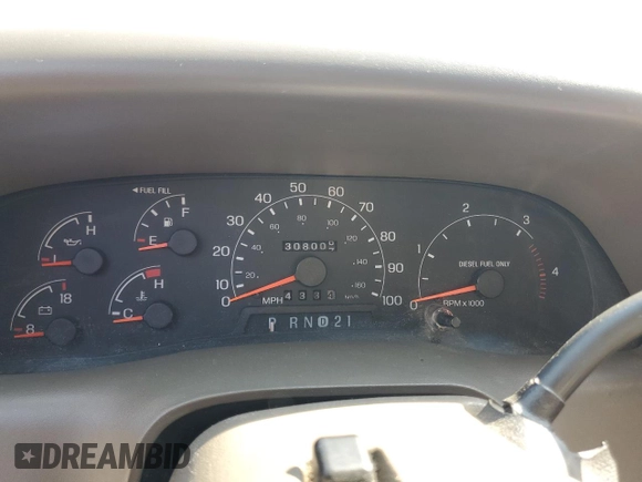 2001 Ford F-350 XL with VIN 1FTSW30F71EA07920, listed as a Copart auction lot 44746375 with 308,007 mi miles and Clean Title. Bid and sale history available at DreamBid. Image 9.