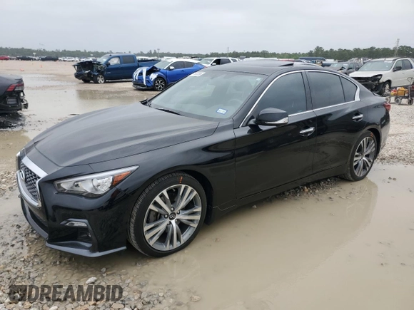 2021 Infiniti Q50 Sensory with VIN JN1EV7CP7MM700320, listed as a Copart auction lot 51660065 with 32,886 mi miles and Salvage title. Bid and sale history available at DreamBid. Image 1.