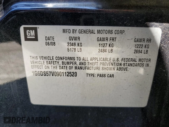 2009 Cadillac CTS AWD w/1SB with VIN 1G6DS57V090112520, listed as a Copart auction lot 51275914 with 176,300 mi miles and Clean Title. Bid and sale history available at carsss.com. Image 12.