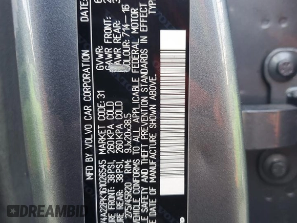 2016 Volvo XC90 T6 Momentum with VIN YV4A22PK1G1026545, listed as a Copart auction lot 64596465 with 92,553 mi miles and Clean title. Bid and sale history available at DreamBid. Image 13.
