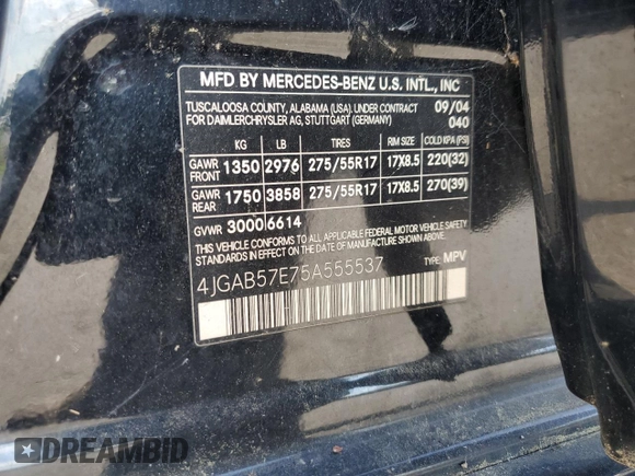 2005 Mercedes-Benz M 350 с VIN 4JGAB57E75A555537, выставлен на аукционе Copart как лот 61696835 с пробегом 116 005 миль миль и Чистый • Clean title. История ставок и продаж доступна на DreamBid. Изображение 13.