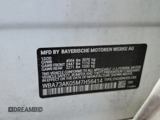 2021 BMW 2 Series 228i xDrive with VIN WBA73AK05M7H56414, listed as a Copart auction lot 54107415 with 89,614 mi miles and Salvage title. Bid and sale history available at DreamBid. Image 12.