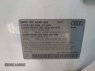 2018 Audi Q5 Premium Plus with VIN WA1BNAFYXJ2079819, listed as a IAAI auction lot 41667923 with 123,319 mi miles. Bid and sale history available at carsss.com. Image 9.