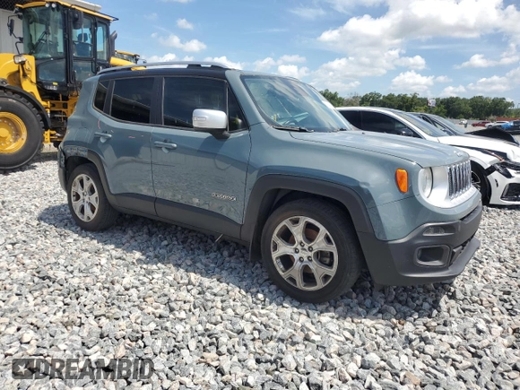 2017 Jeep Renegade Limited with VIN ZACCJADB1HPE48460, listed as a Copart auction lot 60646285 with 134,327 mi miles and Salvage title. Bid and sale history available at DreamBid. Image 4.