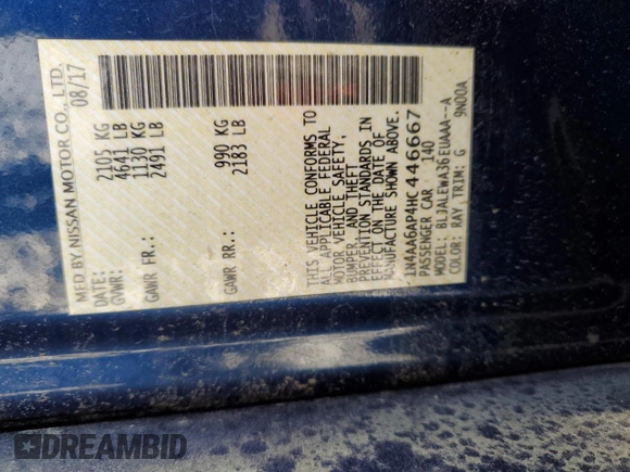 2017 Nissan Maxima SV with VIN 1N4AA6AP4HC446667, listed as a Copart auction lot 52971875 with Not Provided miles and Salvage Title. Bid and sale history available at carsss.com. Image 14.