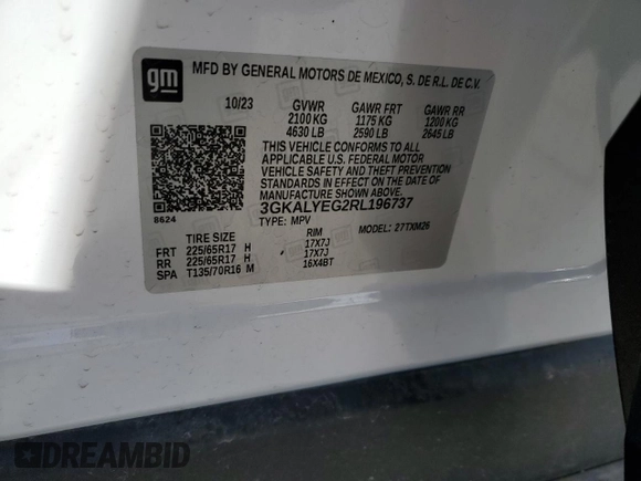 2024 GMC Terrain AT4 with VIN 3GKALYEG2RL196737, listed as a Copart auction lot 50094225 with 18,990 mi miles and Salvage Title. Bid and sale history available at carsss.com. Image 15.