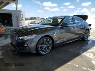2019 Genesis G70 2.0T Advanced with VIN KMTG34LA2KU035041, listed as a Copart auction lot 52457484 with 43,490 mi miles and Salvage Title. Bid and sale history available at carsss.com. Image 1.