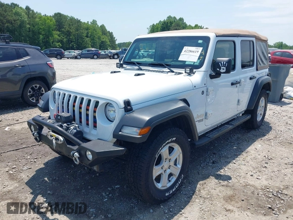 2019 Jeep Wrangler Unlimited Sport S with VIN 1C4HJXDN2KW508341, listed as a IAAI auction lot 42286619 with 49,410 mi miles and . Bid and sale history available at DreamBid. Image 2.