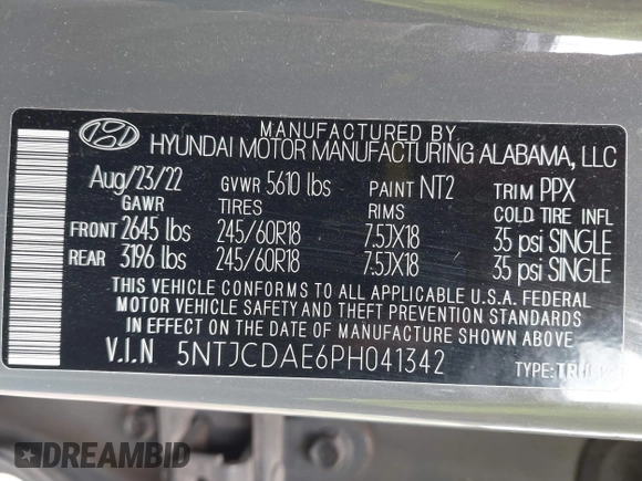 2023 Hyundai Santa Cruz SEL z VIN 5NTJCDAE6PH041342, wystawiony jako IAAI lot #42192227 z przebiegiem Nie podano mil oraz . Historia ofert i sprzedaży dostępna na DreamBid. Obrazek 9.