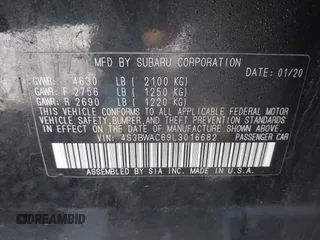 2020 Subaru Legacy Premium with VIN 4S3BWAC69L3016682, listed as a IAAI auction lot 42351138 with 69,270 mi miles and . Bid and sale history available at DreamBid. Image 9.