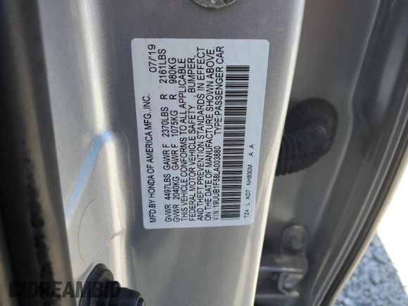 2020 Acura TLX w/Technology Pkg with VIN 19UUB1F58LA003880, listed as a Copart auction lot 50552875 with 54,222 mi miles and Salvage Title. Bid and sale history available at carsss.com. Image 12.