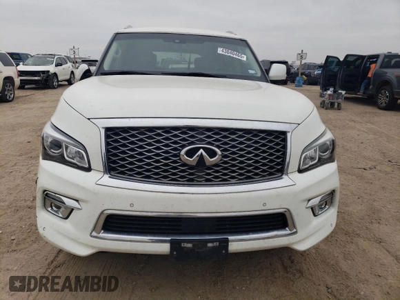 2016 Infiniti QX80 with VIN JN8AZ2NE4G9124227, listed as a Copart auction lot 43040465 with 107,233 mi miles and Salvage Title. Bid and sale history available at carsss.com. Image 5.