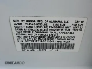 2010 Honda Ridgeline RTL with VIN 5FPYK1F51AB011041, listed as a Copart auction lot 77210844 with 81,265 mi miles and Salvage Title. Bid and sale history available at carsss.com. Image 12.