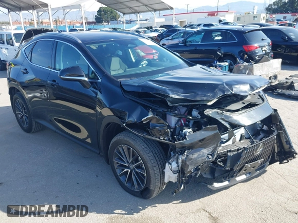 2025 Lexus NX 350h with VIN 2T2AKCEZ1SC039174, listed as a IAAI auction lot 41594338 with 5,586 mi miles and . Bid and sale history available at DreamBid. Image 1.