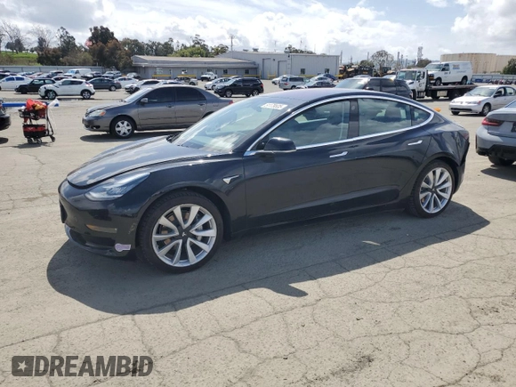 2018 Tesla Model 3 Long Range Battery with VIN 5YJ3E1EB1JF186827, listed as a Copart auction lot 51179535 with 53,649 mi miles and Salvage Title. Bid and sale history available at DreamBid. Image 1.