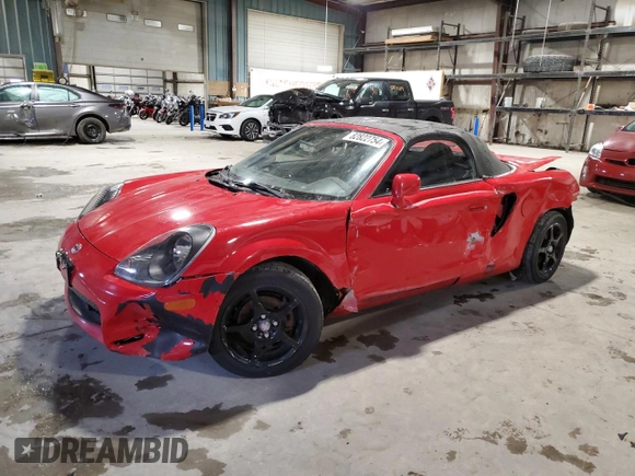 2002 Toyota MR2 z VIN JTDFR320320041854, wystawiony jako Copart lot #82822754 z przebiegiem 129 450 mil mil oraz Szkoda całkowita • Salvage title. Historia ofert i sprzedaży dostępna na DreamBid. Obrazek 1.