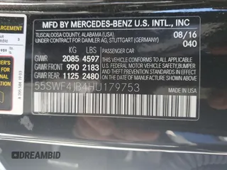 2017 Mercedes-Benz C C 300 with VIN 55SWF4JB4HU179753, listed as a Copart auction lot 47356035 with 93,124 mi miles and Salvage Title. Bid and sale history available at carsss.com. Image 14.